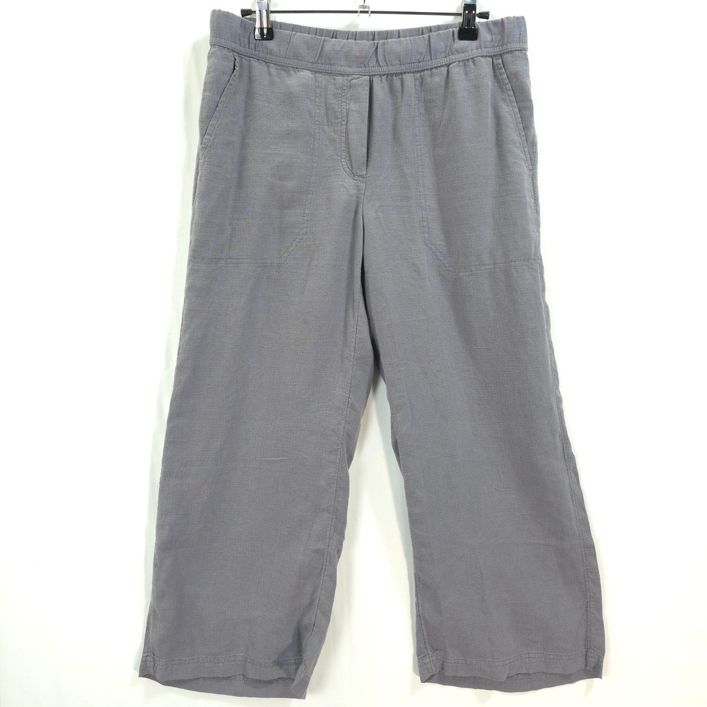 Pure Jill Crop Pants Women S Petite Linen Blend Elastic Waist Gray Lagenlook